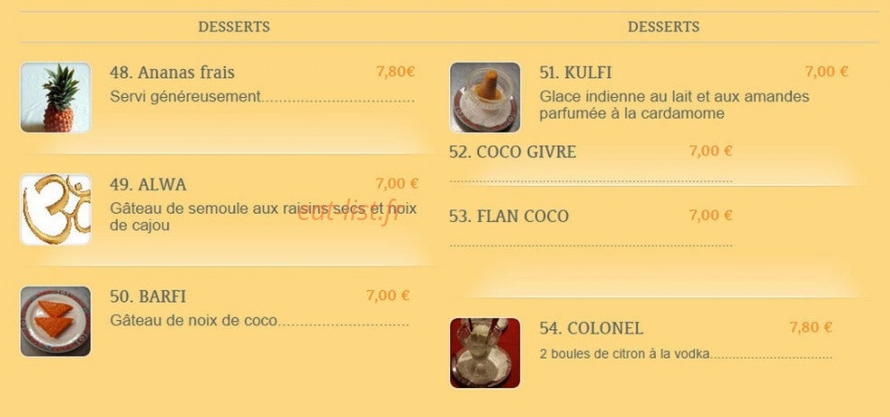 Restaurant Gandhi — carte page 5