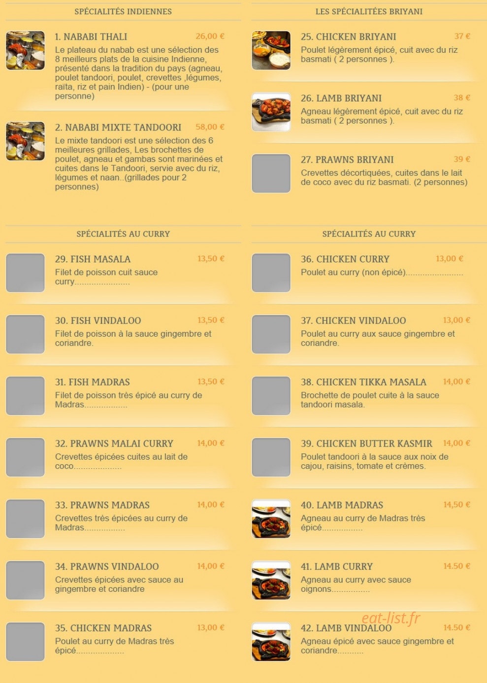 Restaurant Gandhi — carte page 4