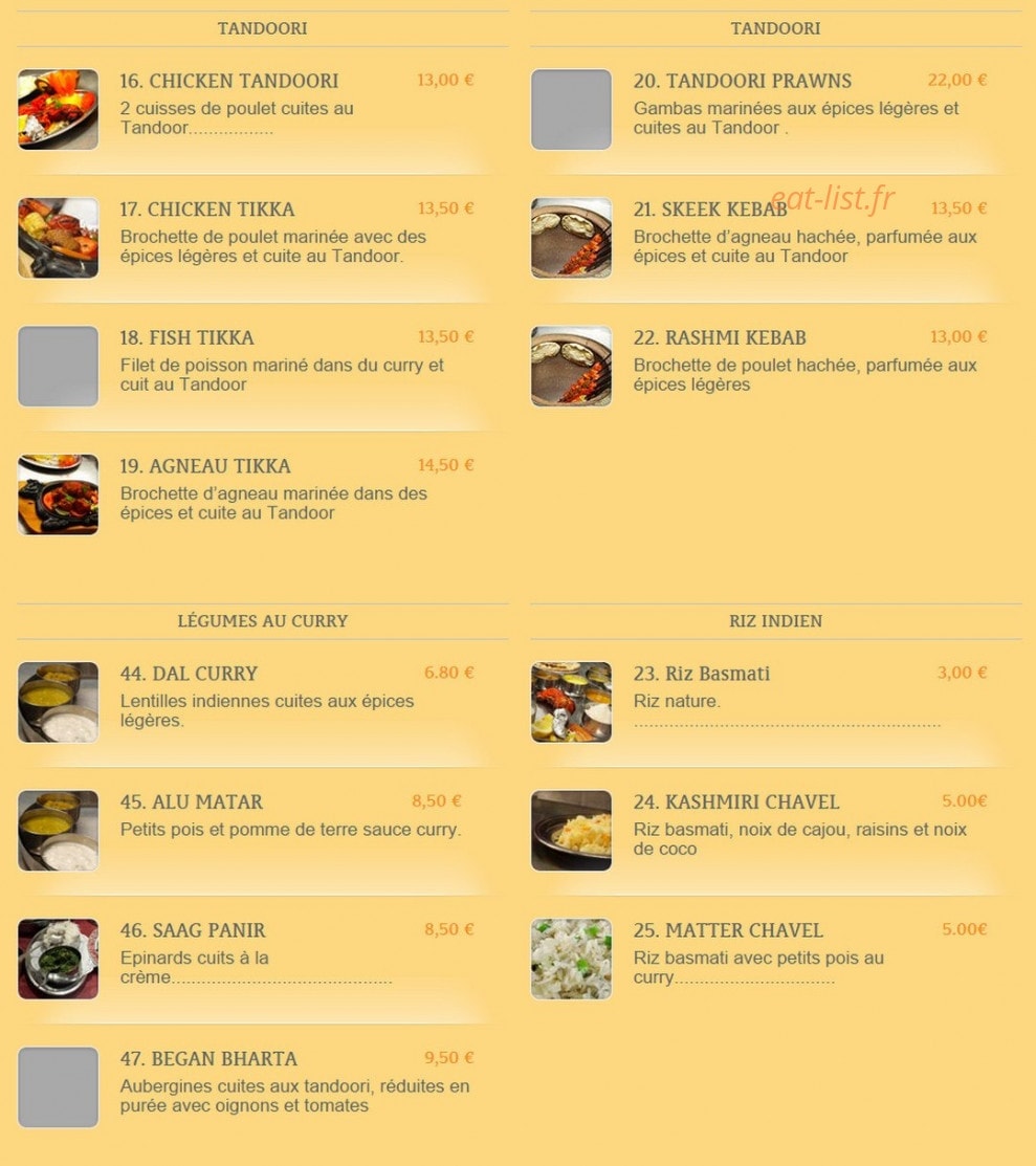 Restaurant Gandhi — carte page 3