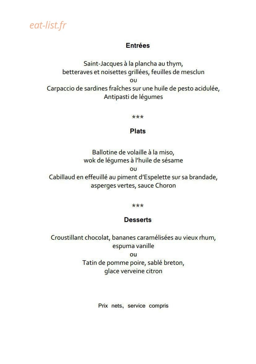 Suffren Café — carte page 1