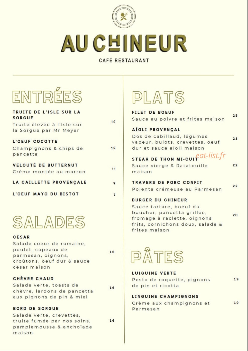 Au Chineur — carte page 1