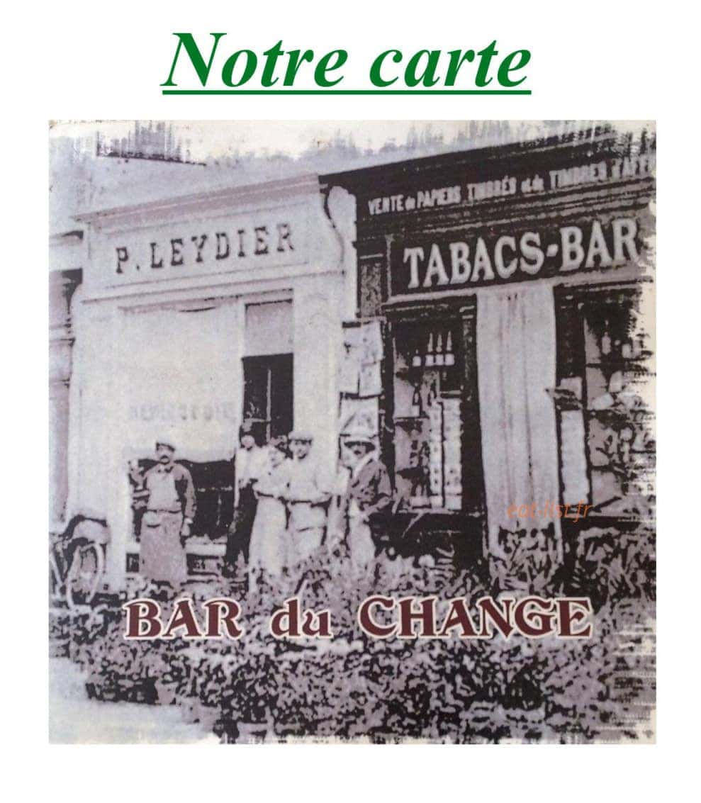 Bar du Change — carte page 1