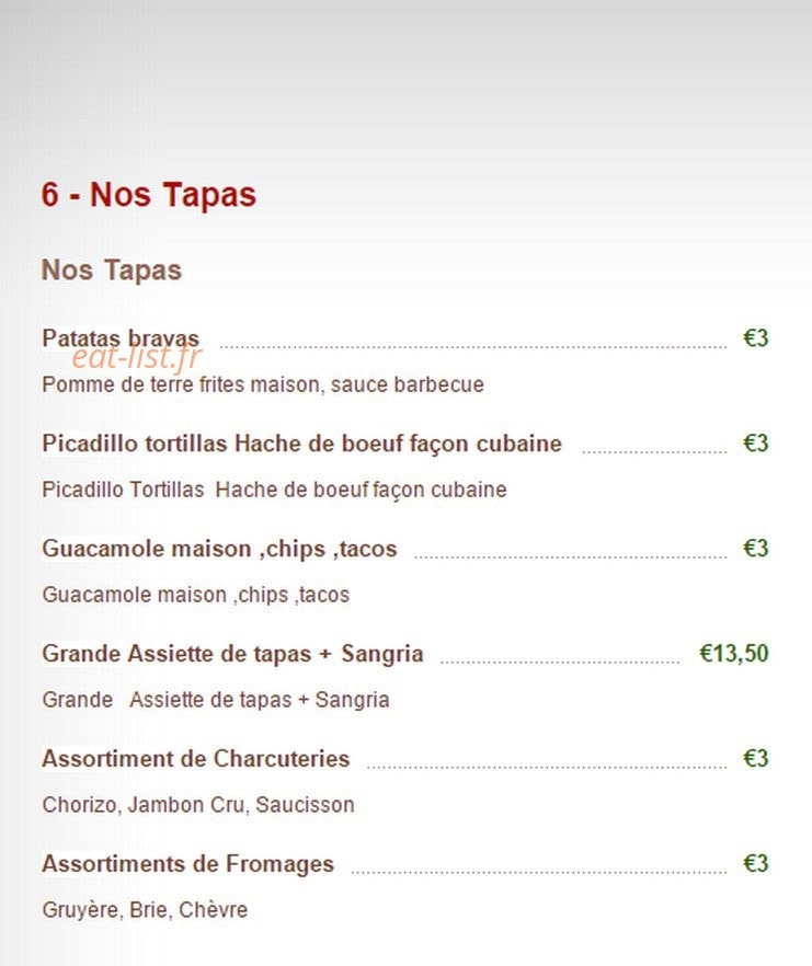 Bodeguita — carte page 6