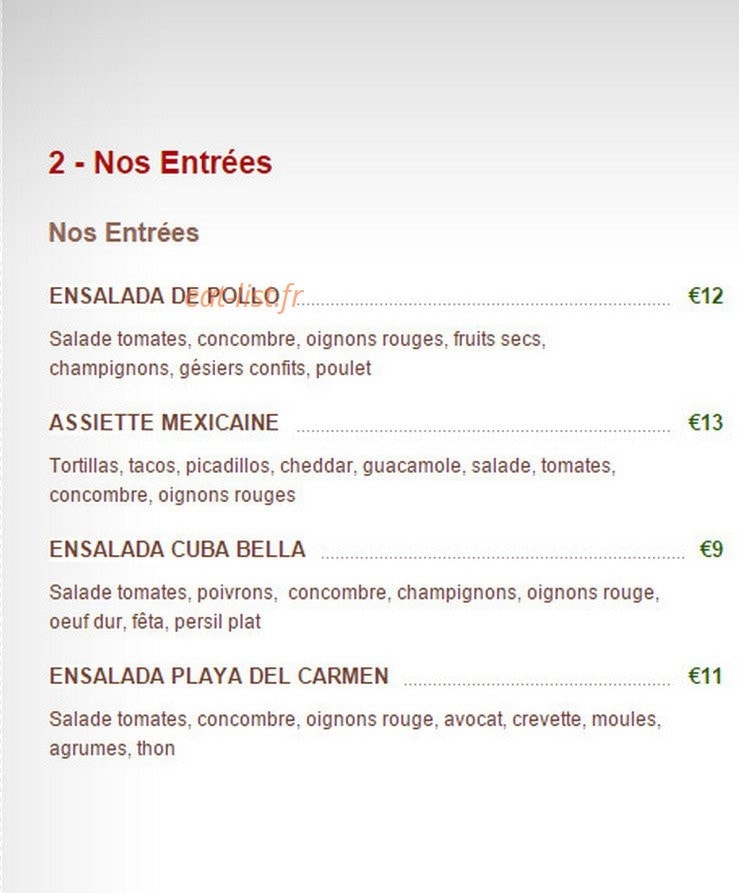 Bodeguita — carte page 2