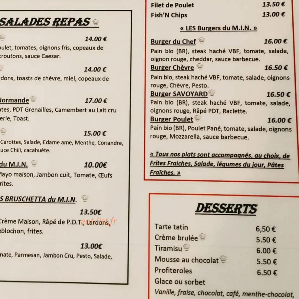 Brasserie du min — carte page 2