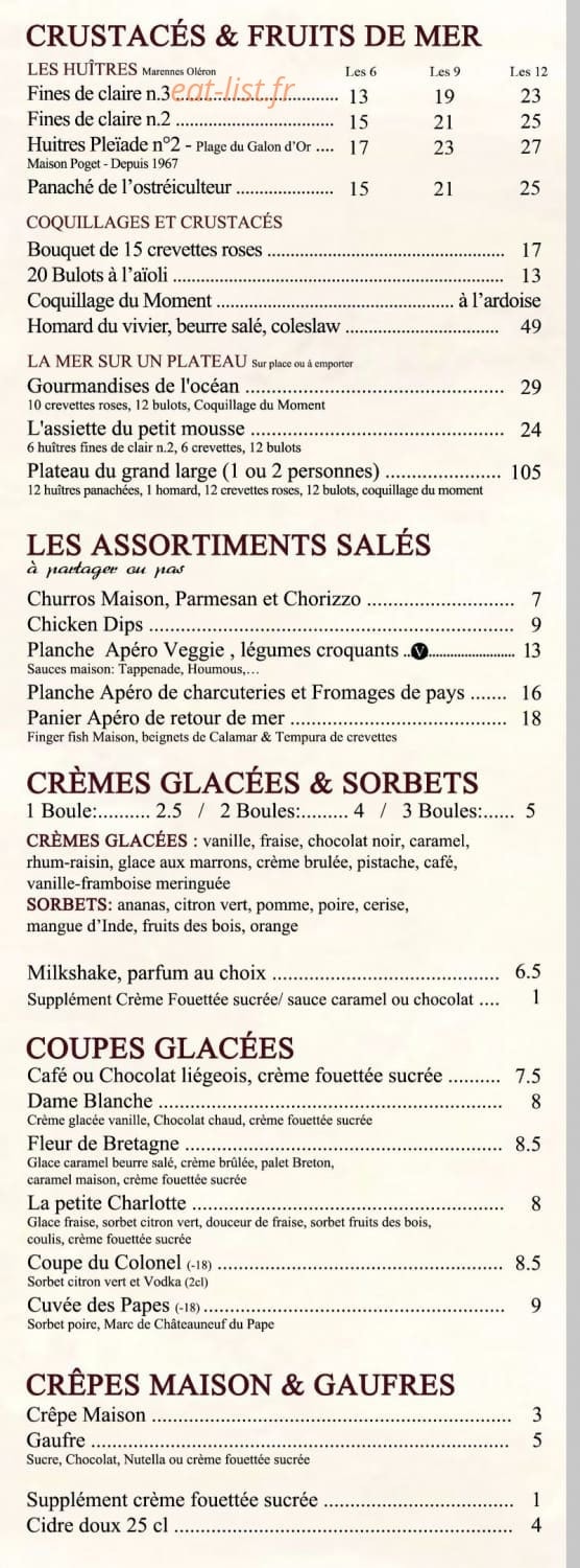 Brasserie du Théâtre — carte page 2
