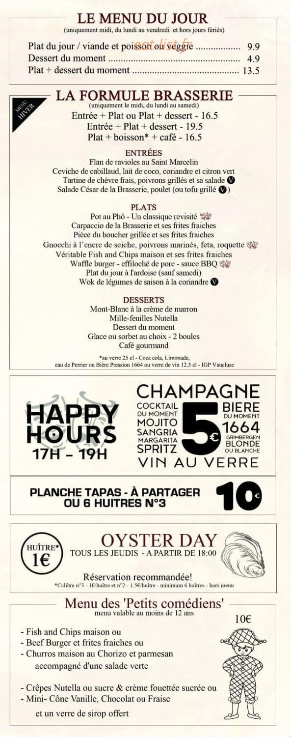 Brasserie du Théâtre — carte page 3