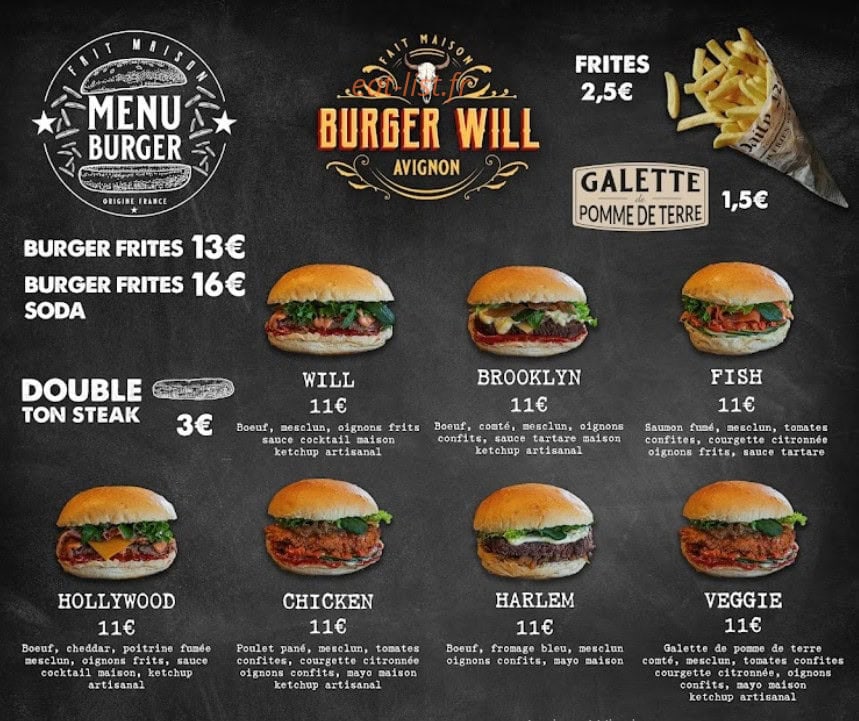 Burger Will — carte page 1