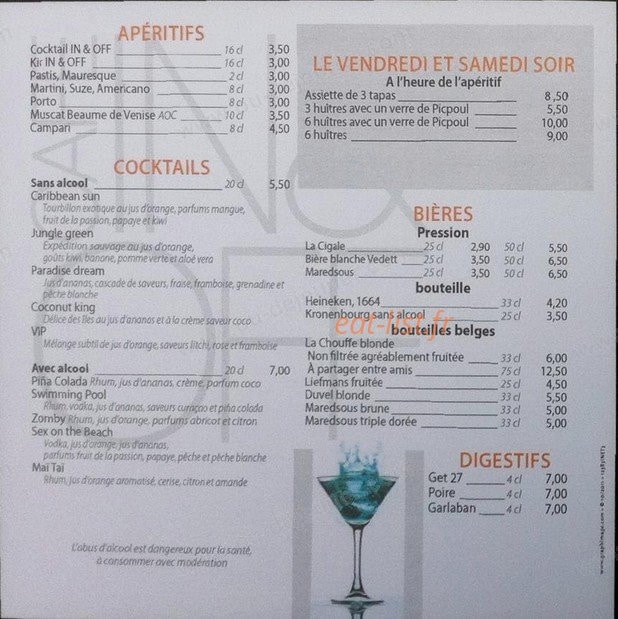 café in & off — carte page 3