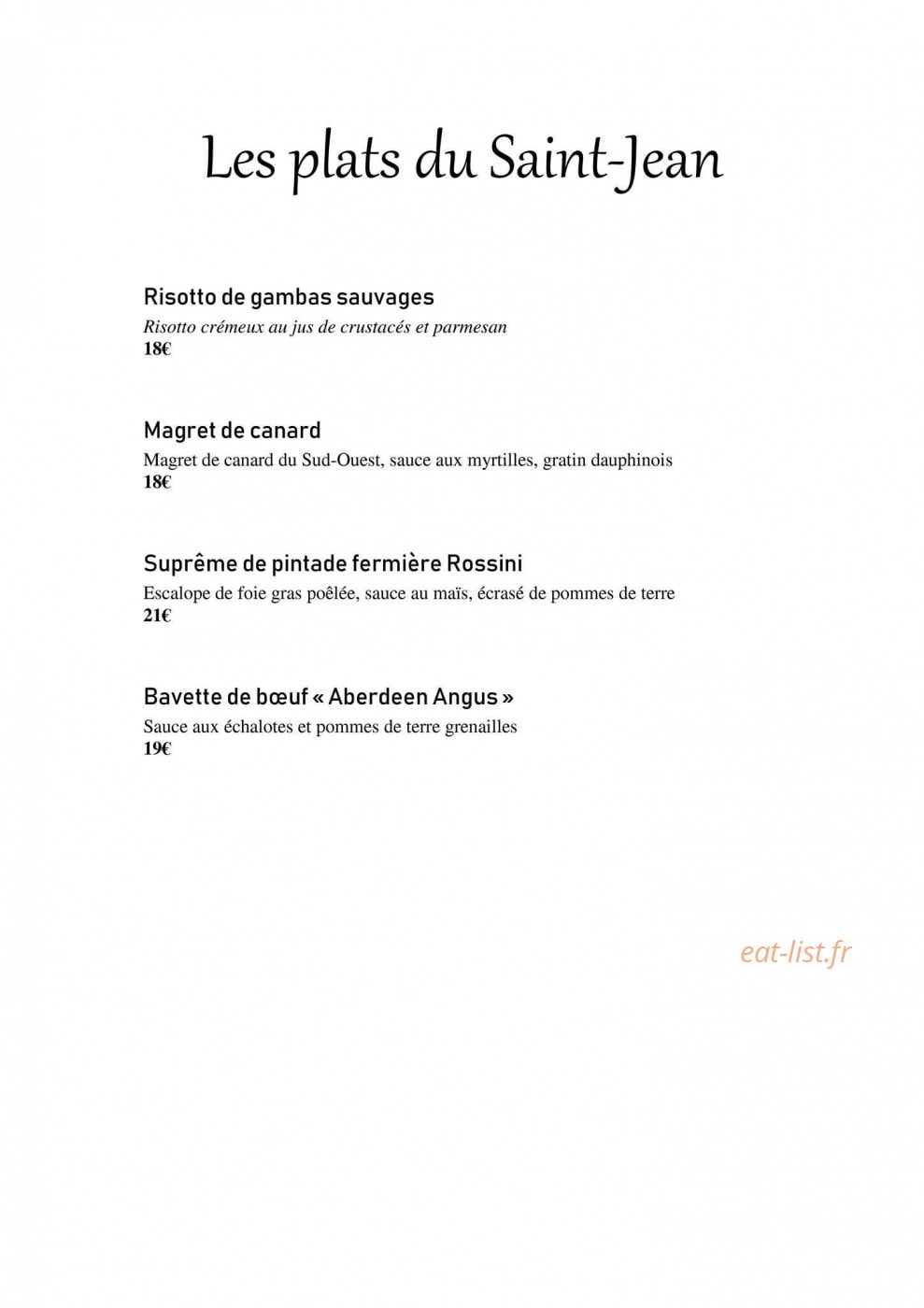 Café Saint-Jean — carte page 2