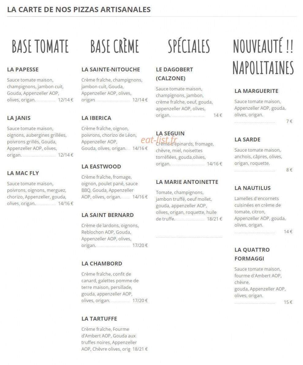 Chez Sergio — carte page 1