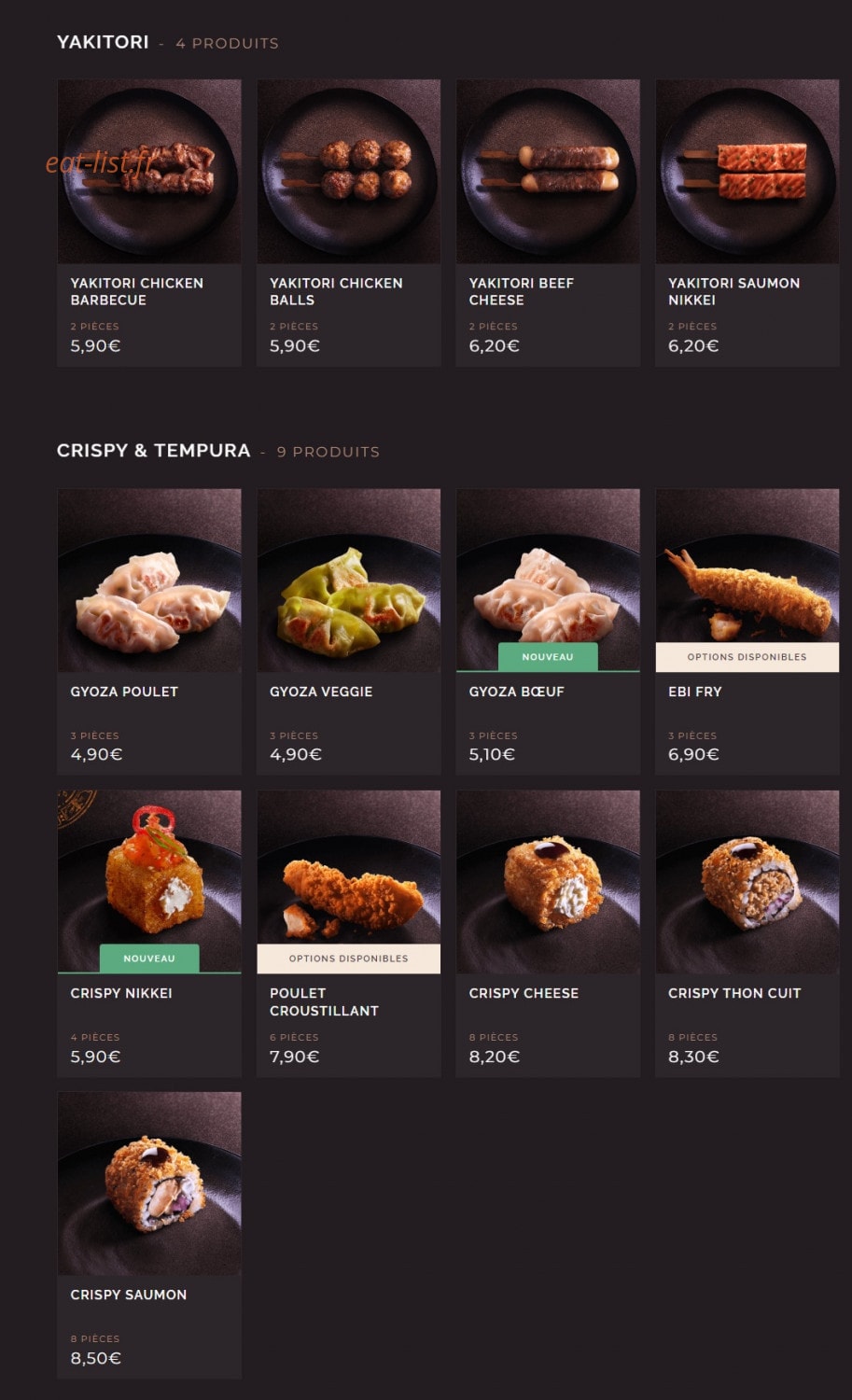 Côté Sushi — carte page 13