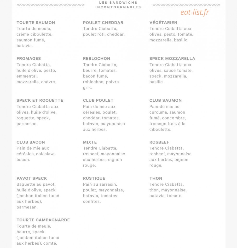 Eric kayser — carte page 1