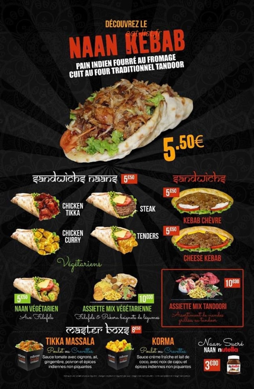 Express Master Tandoori — carte page 1
