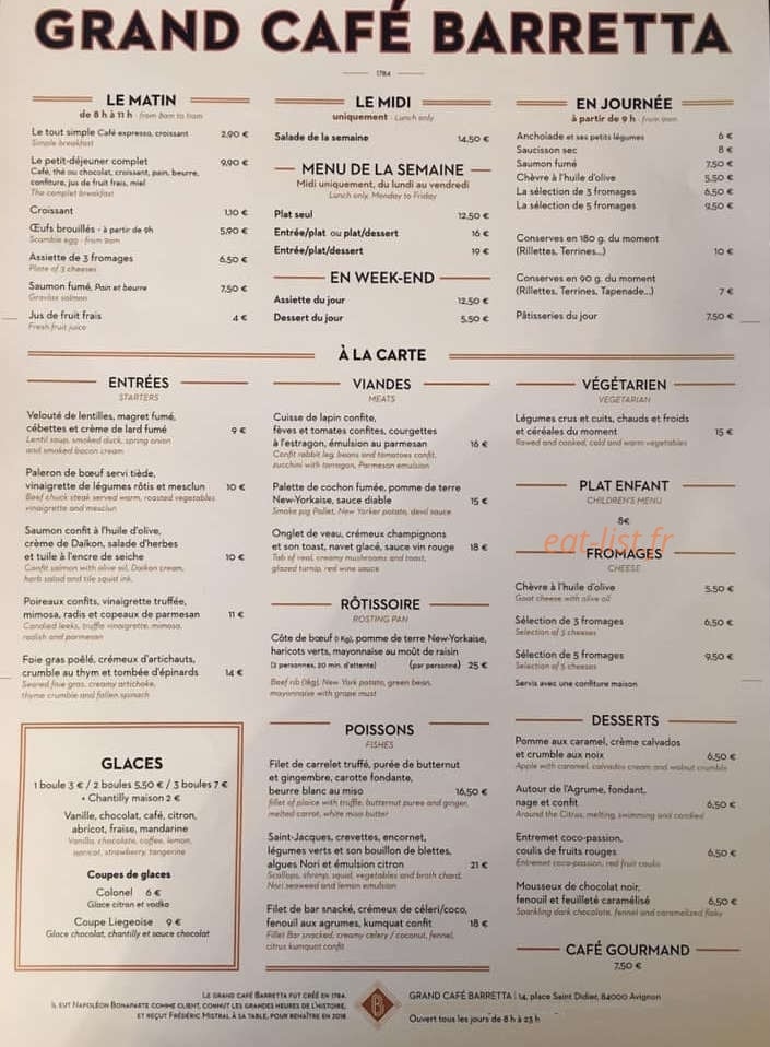 Grand Café Barretta — carte page 14