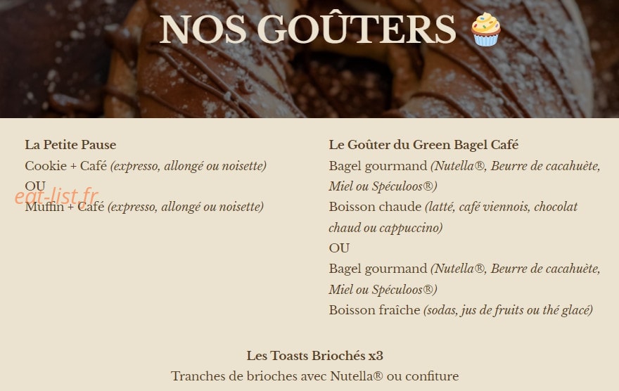 Green Bagel Café — carte page 5
