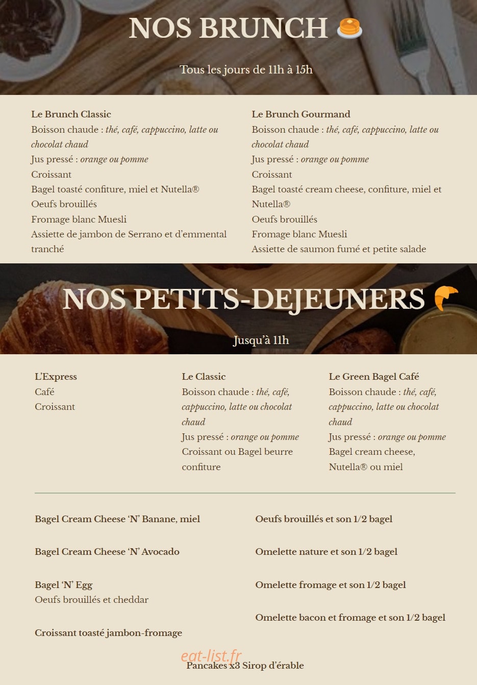 Green Bagel Café — carte page 4