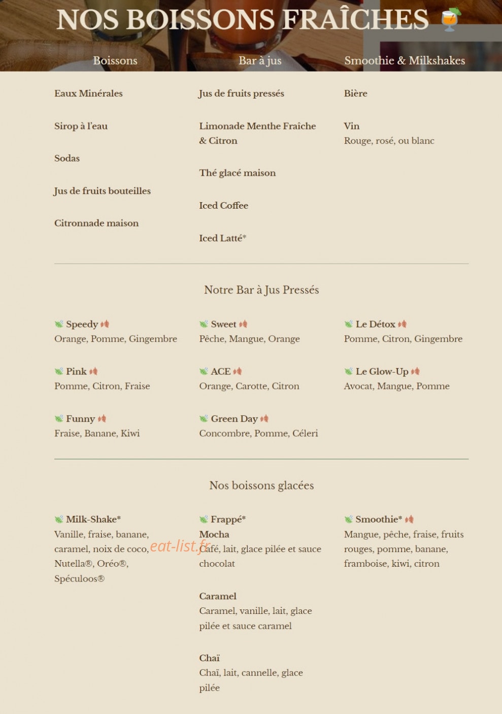 Green Bagel Café — carte page 6
