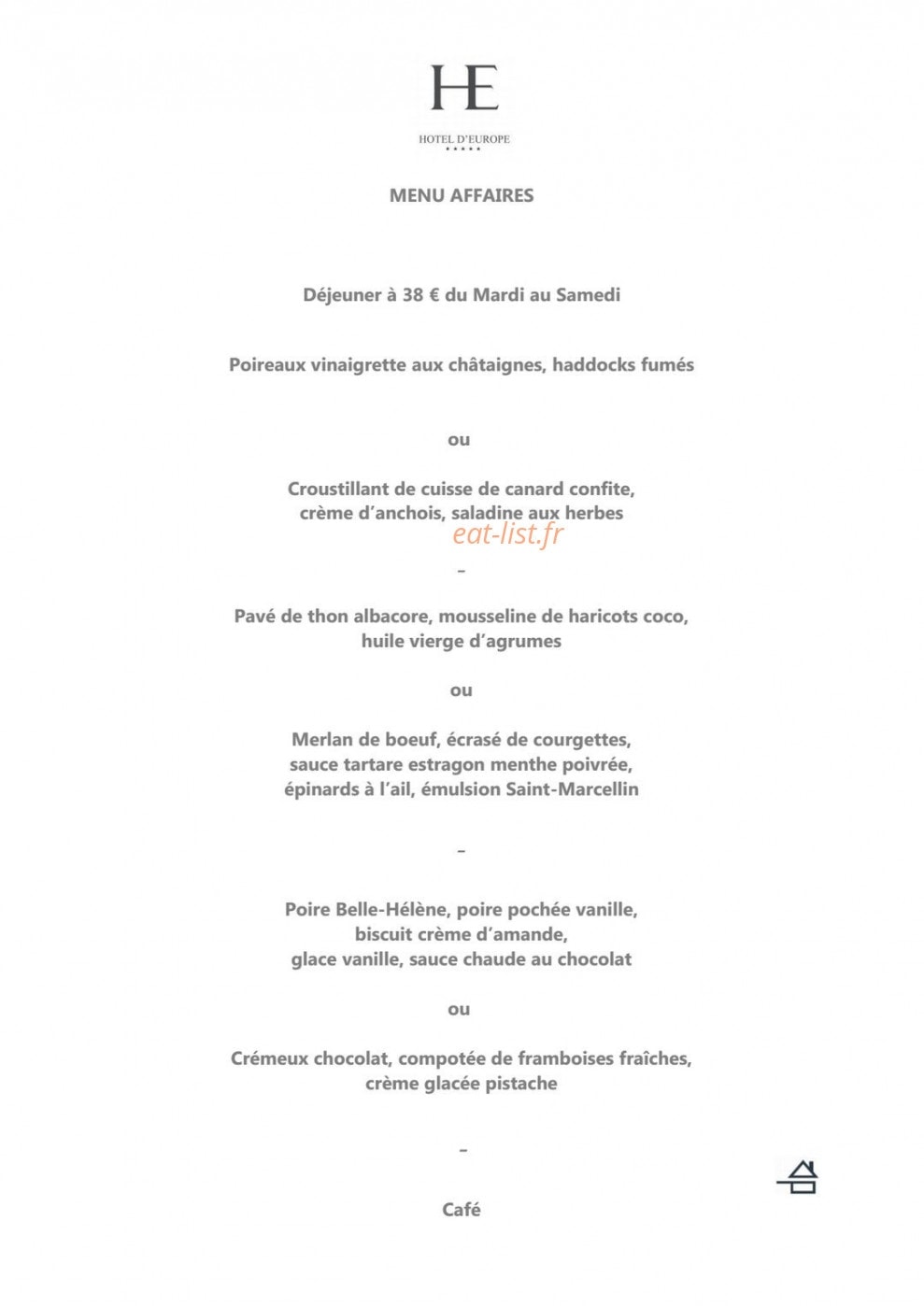 Hotel d'europe — carte page 2