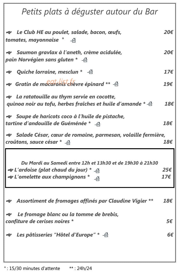 Hotel d'europe — carte page 3