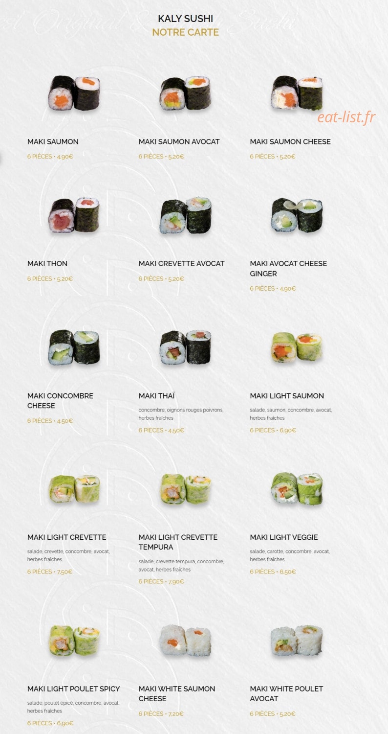 Kaly Sushi — carte page 11