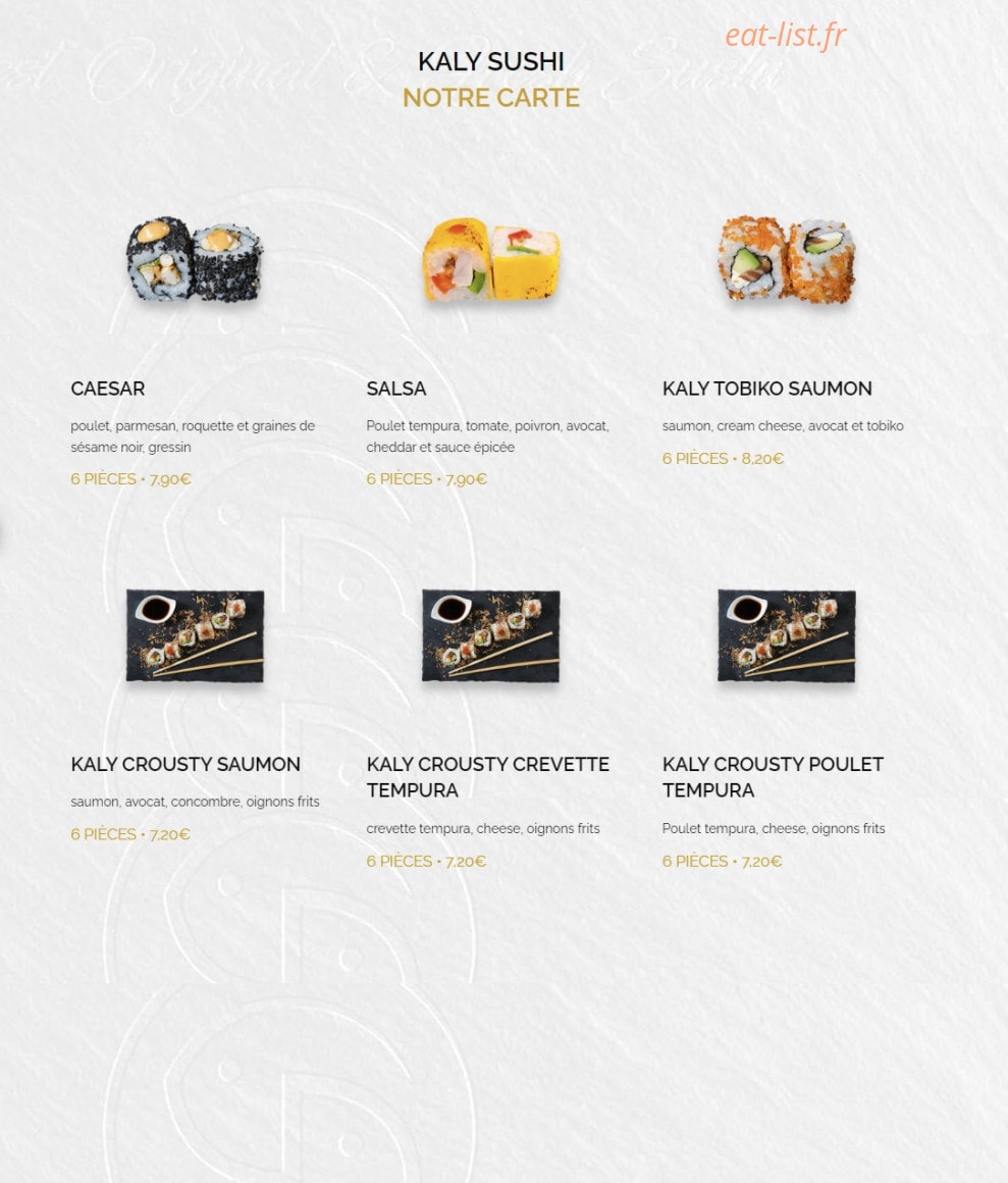 Kaly Sushi — carte page 14