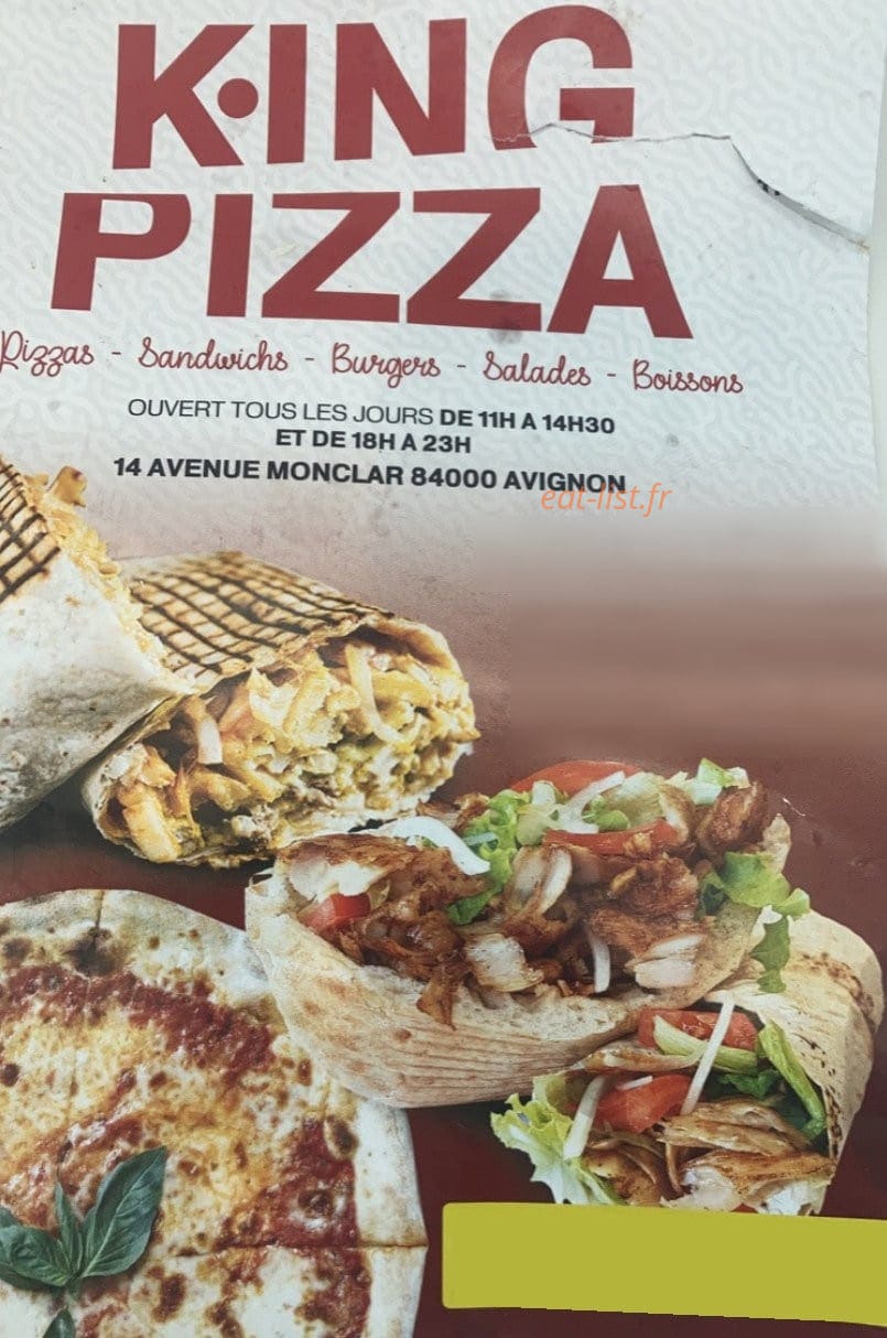 King pizza — carte page 1
