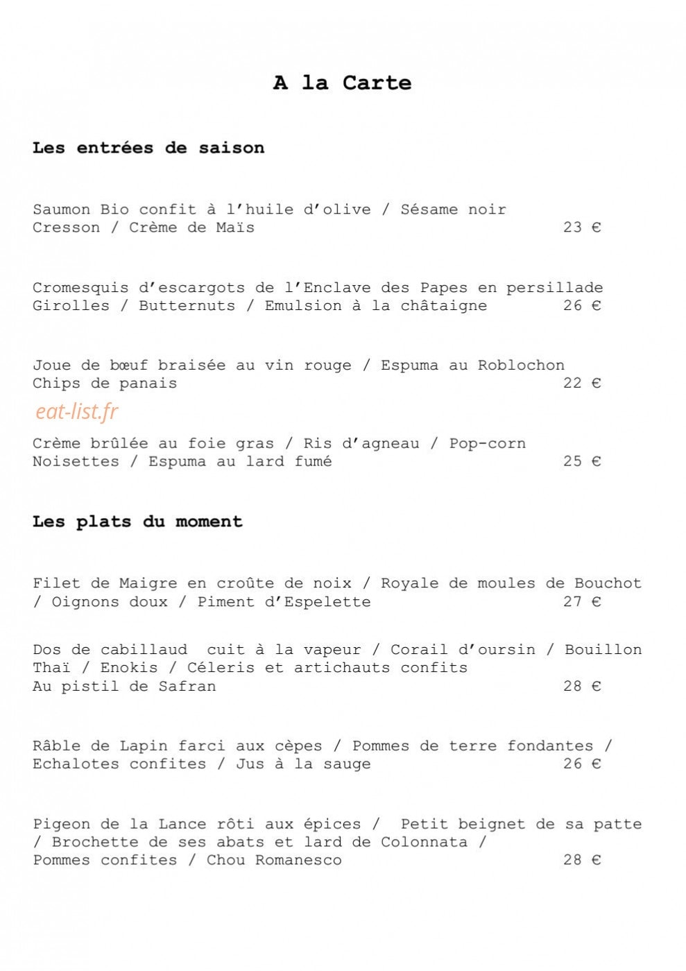 L'Agape — carte page 4