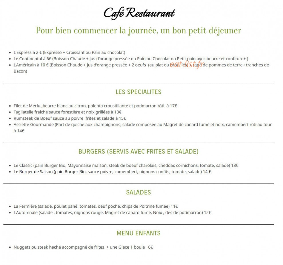 La Cigale — carte page 1