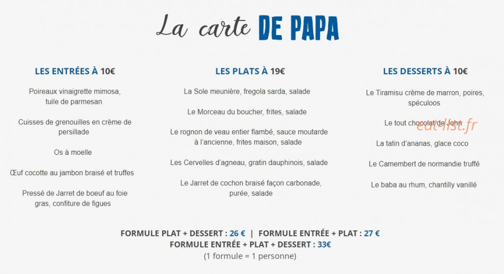 La Cuisine de Papa — carte page 2