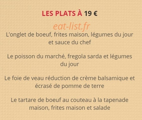 La Cuisine des Copains — carte page 2