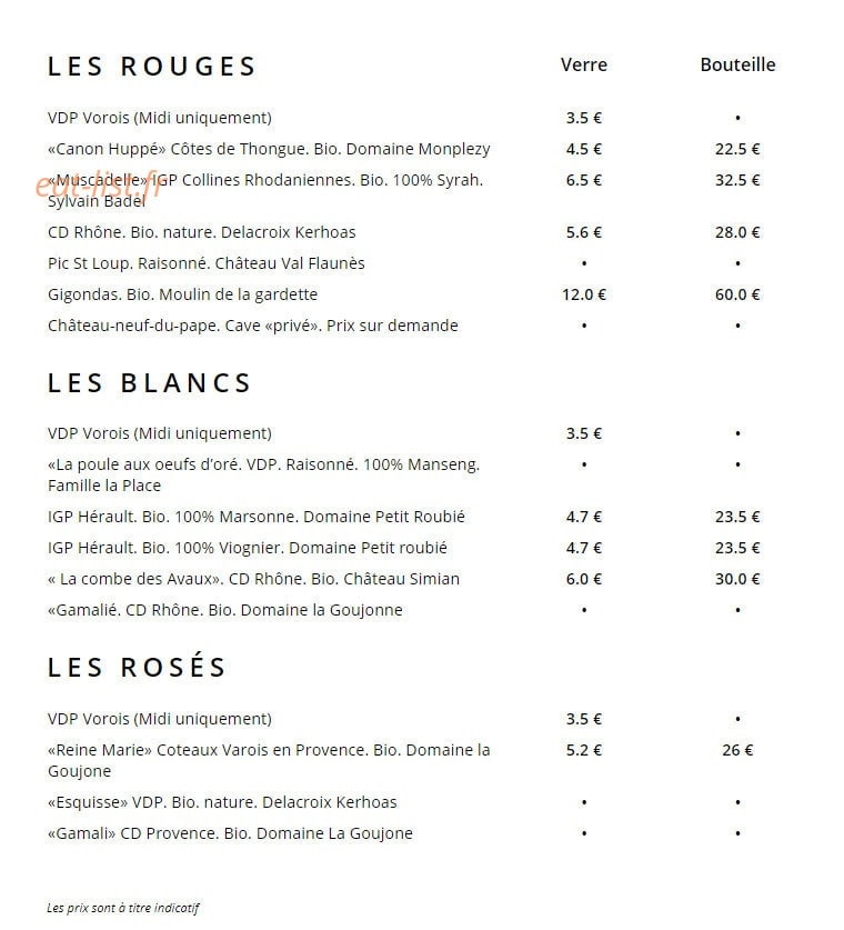 La Table Hot — carte page 2