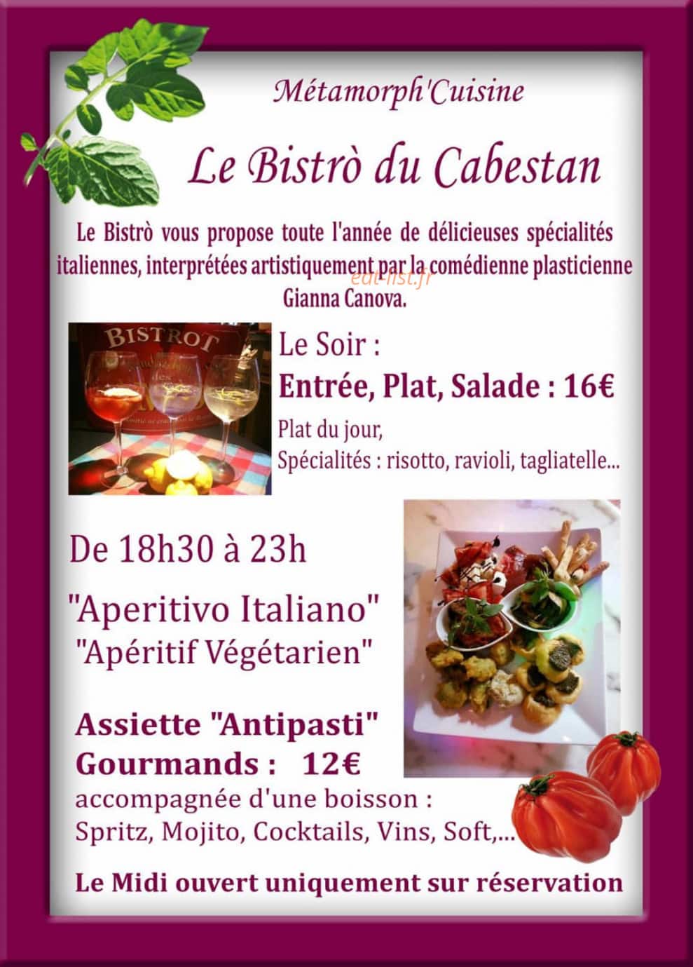 Le Bistrot du Cabestan — carte page 1