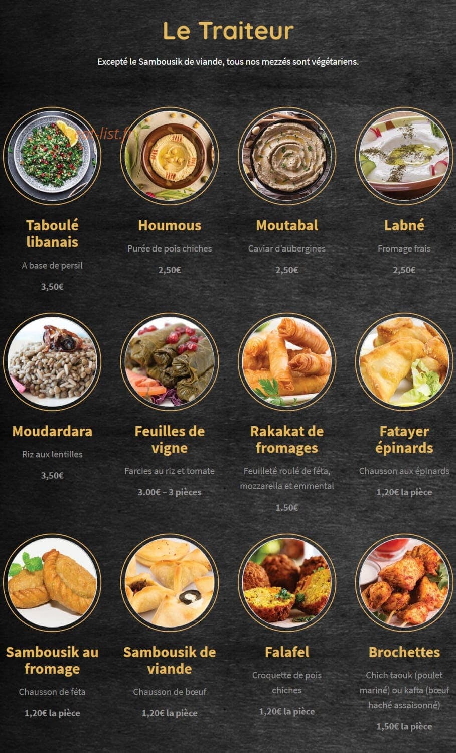 Le Gourmet Libanais — carte page 1