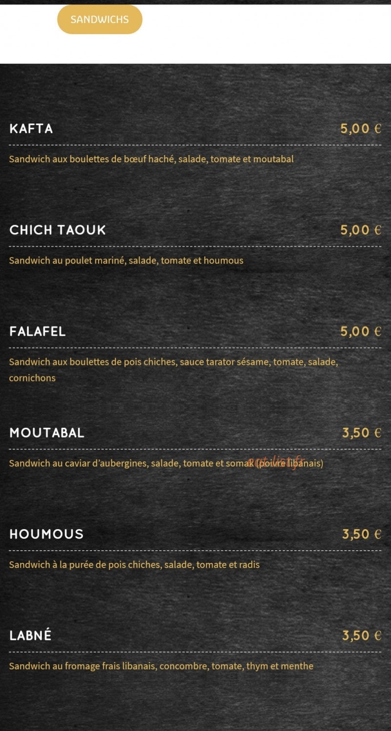 Le Gourmet Libanais — carte page 3
