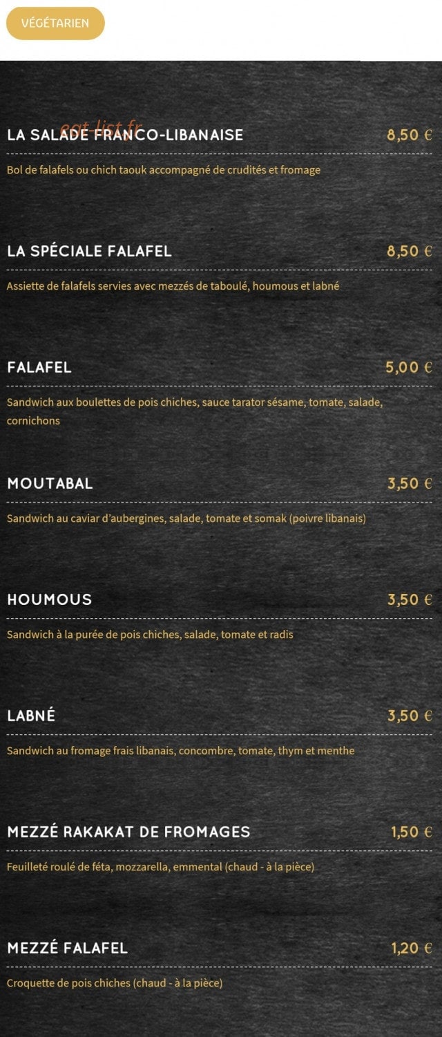 Le Gourmet Libanais — carte page 4