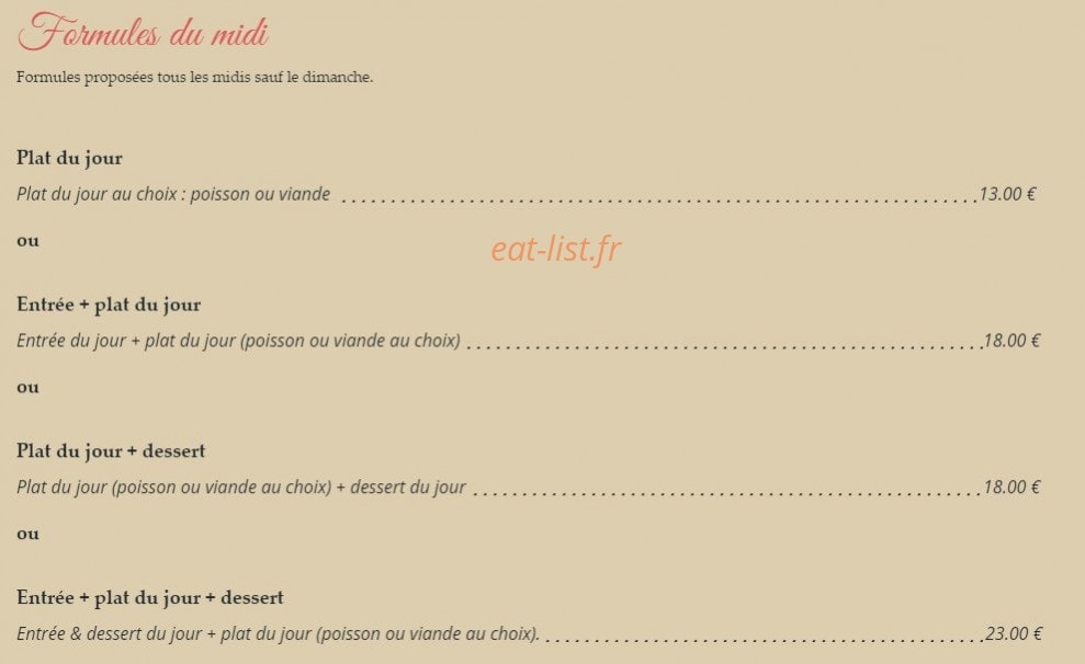 Le goût du jour — carte page 1