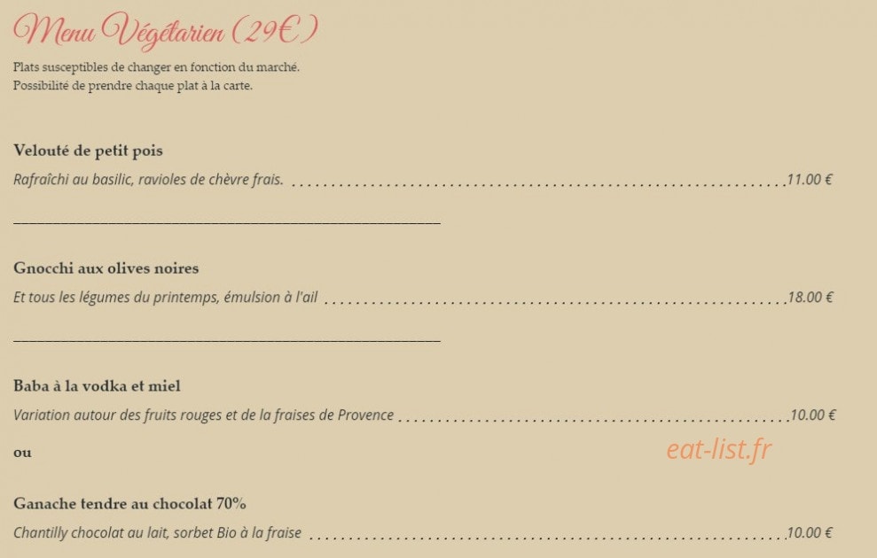 Le goût du jour — carte page 4