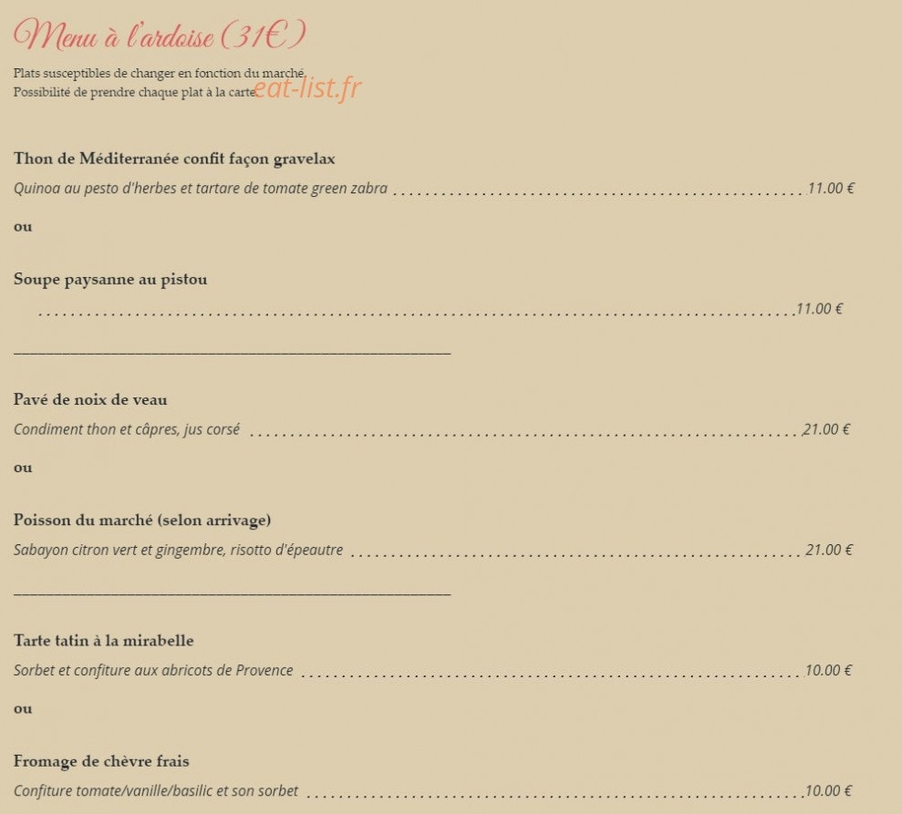 Le goût du jour — carte page 2