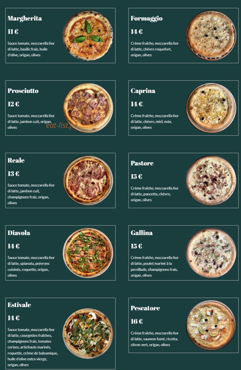 Le Paon Gourmand — carte page 1