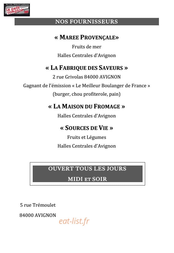 Le petit comptoir — carte page 4