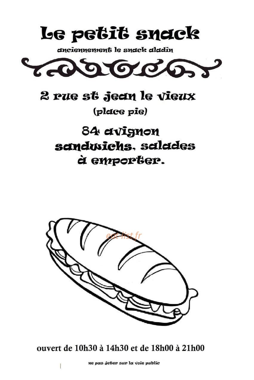 Le petit snack — carte page 1