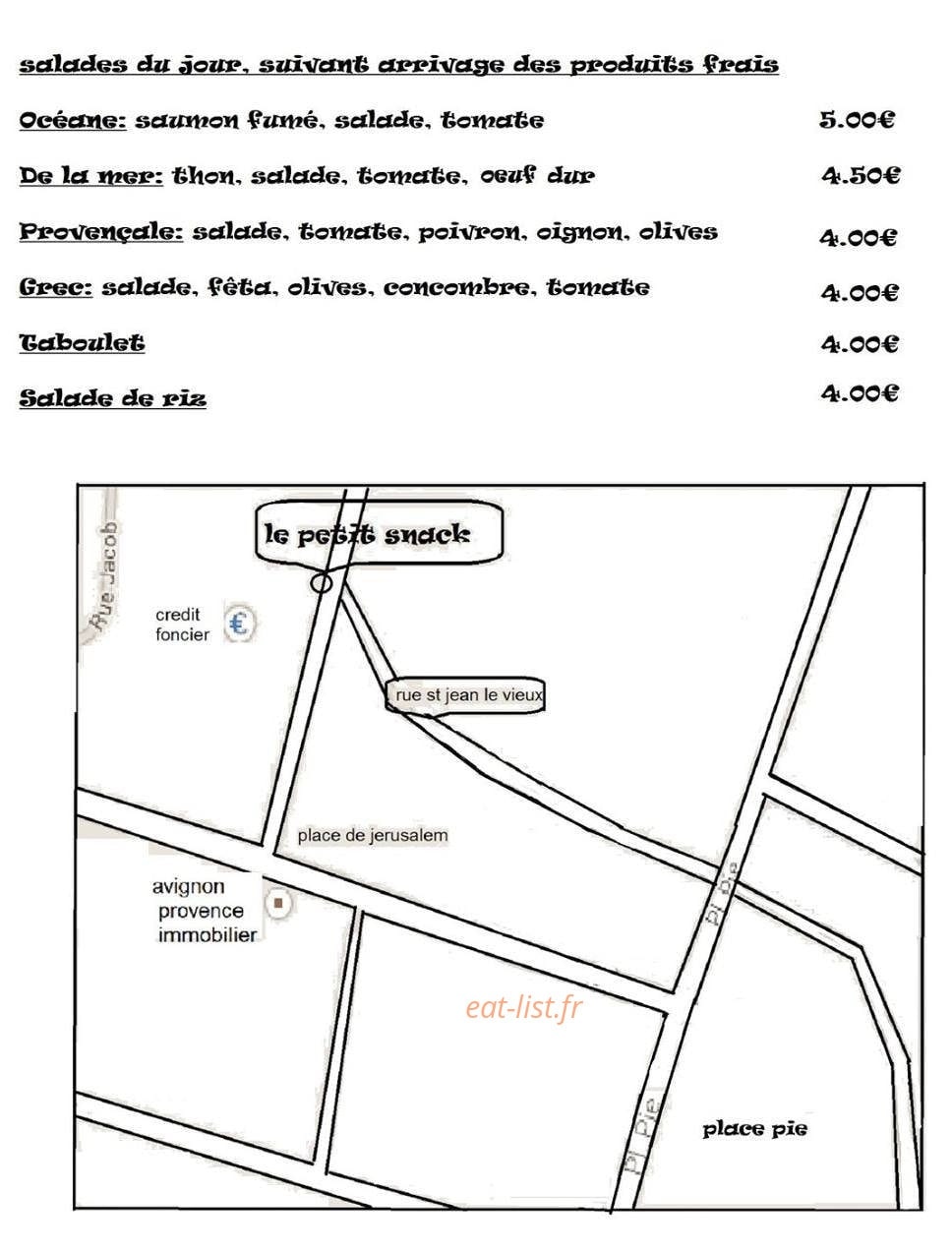 Le petit snack — carte page 4