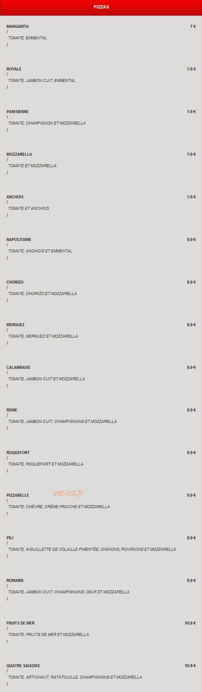 Le Pili restaurant — carte page 4