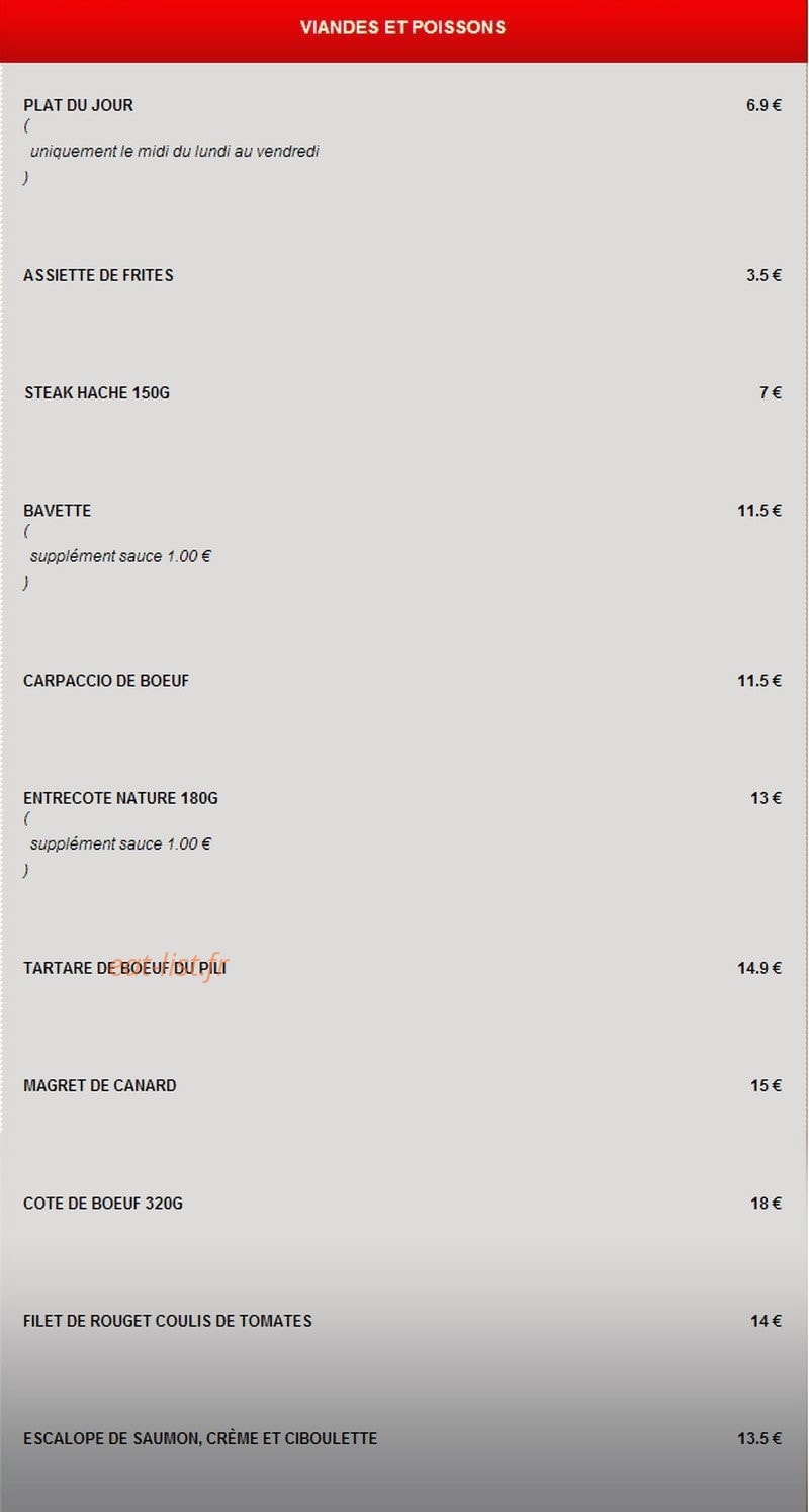 Le Pili restaurant — carte page 2