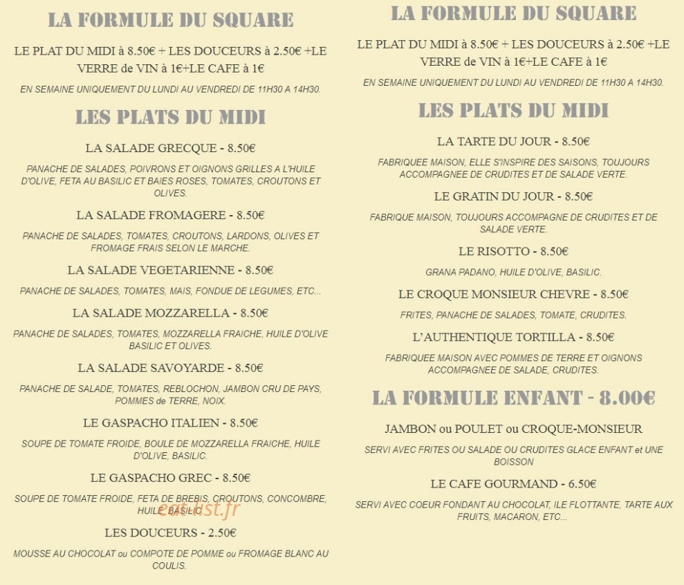 Le Square — carte page 1
