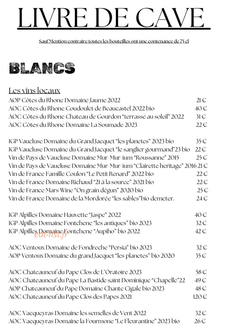 Le trinquet des carmes — carte page 2