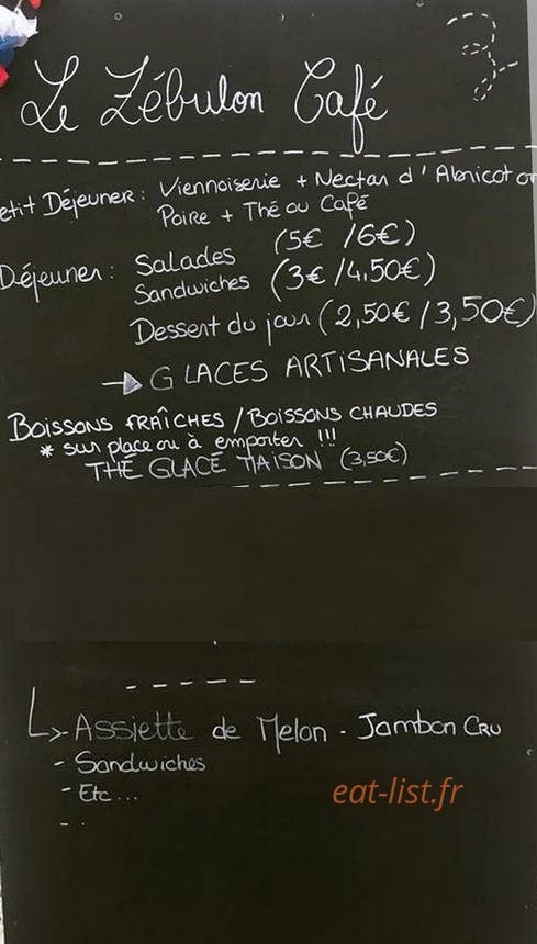 Le Zébulon Café — carte page 1