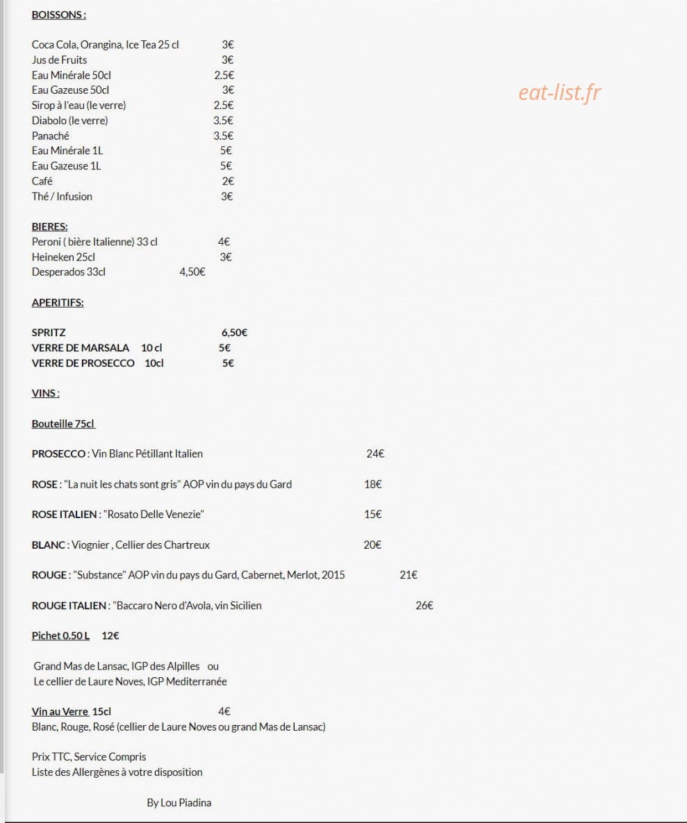Lou Piadina — carte page 2