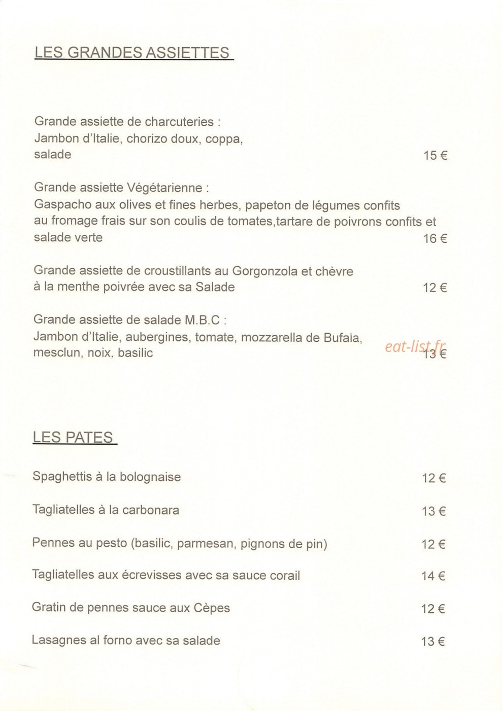 Ma Belle Cuisine — carte page 10